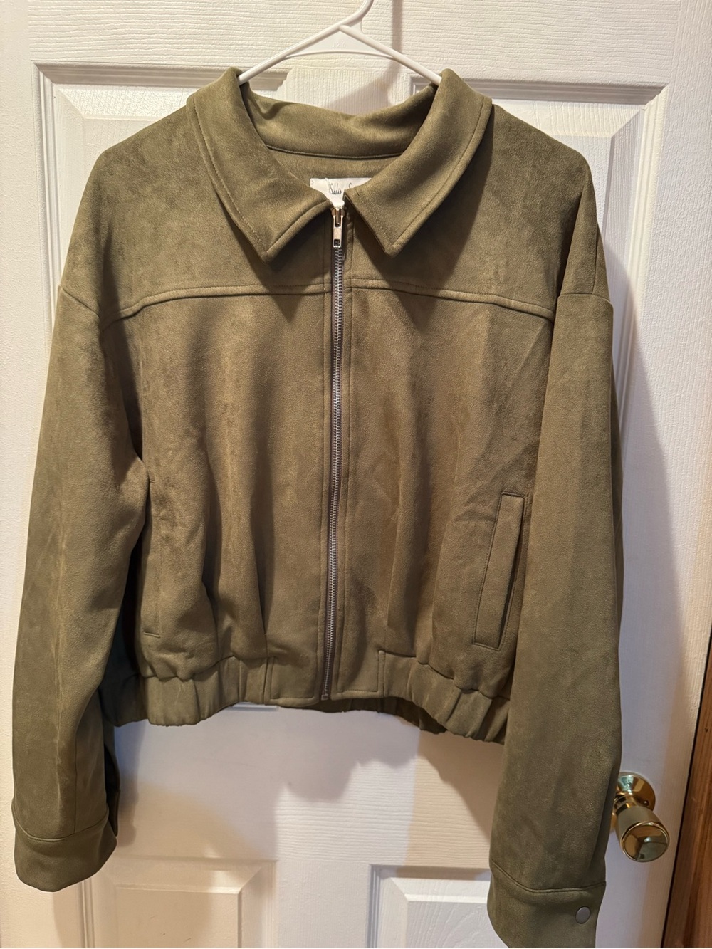 Sadie & Sage Olive Green Suede Bomber Jacket